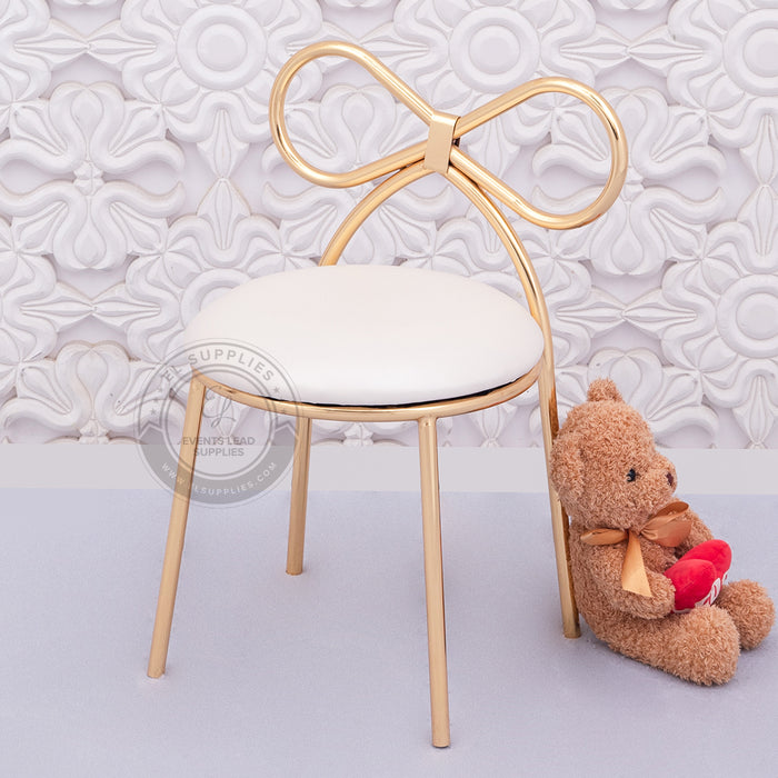 KOMBOS Ribbon Back Kids Chair - Gold with White Cushion