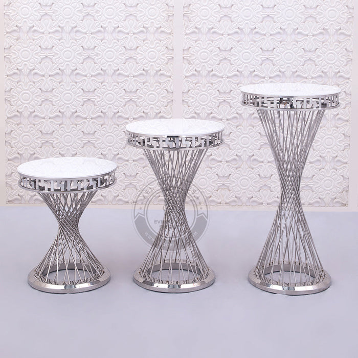 silver wedding cake stands