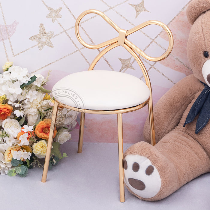 KOMBOS Ribbon Back Kids Chair - Gold with White Cushion