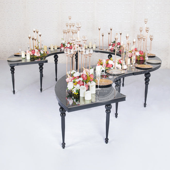 half-circle dining table for weddings or birthday party events