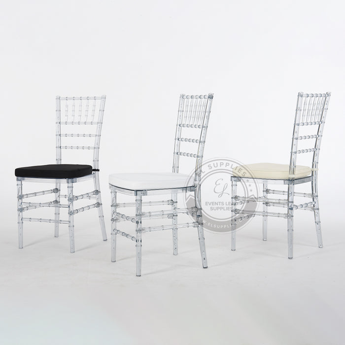 CHIAVARI Clear Resin Chair with Free Cushion Assembled