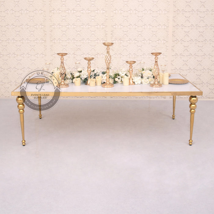 KAIROS Dining Table Gold Frame with White Top
