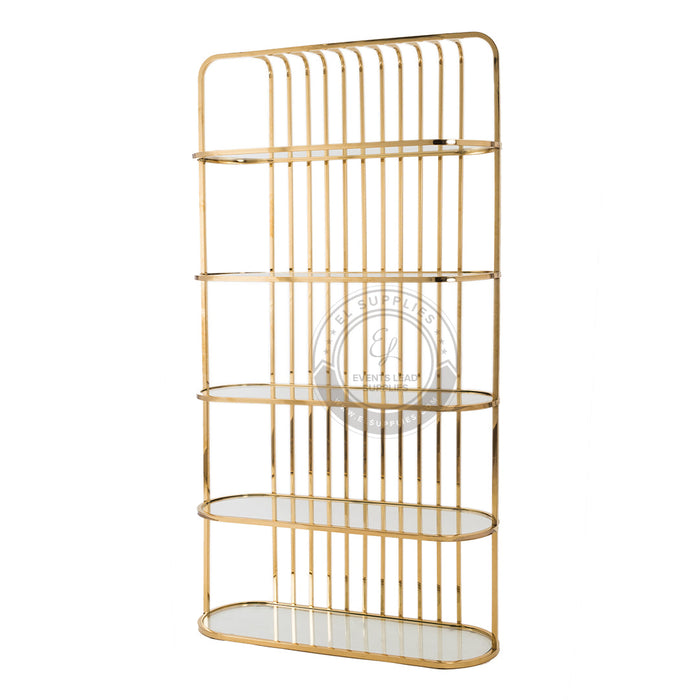 NEREUS Stainless Steel Rack Gold with Clear Glass Shelf