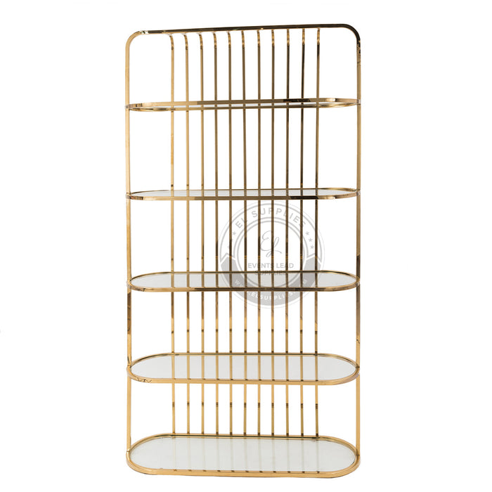 NEREUS Stainless Steel Rack Gold with Clear Glass Shelf