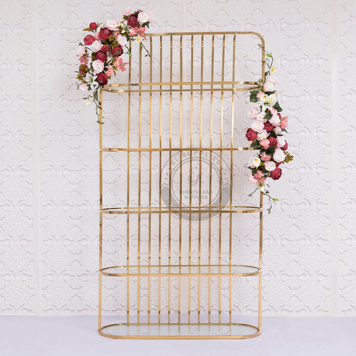 NEREUS Stainless Steel Rack Gold with Clear Glass Shelf