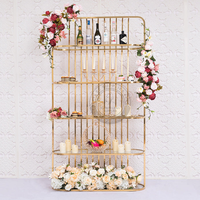 NEREUS Stainless Steel Rack Gold with Clear Glass Shelf