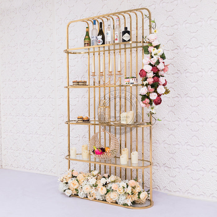 NEREUS Stainless Steel Rack Gold with Clear Glass Shelf