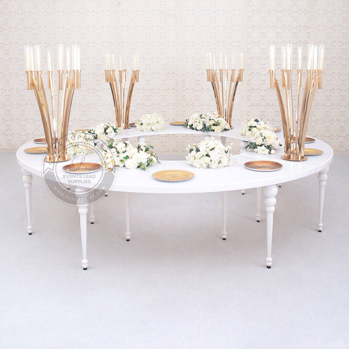 VEGA Half Circle Dining Table - White Acrylic Top