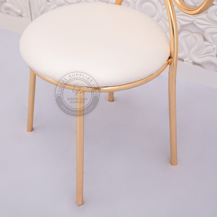 KOMBOS Ribbon Back Kids Chair - Gold with White Cushion