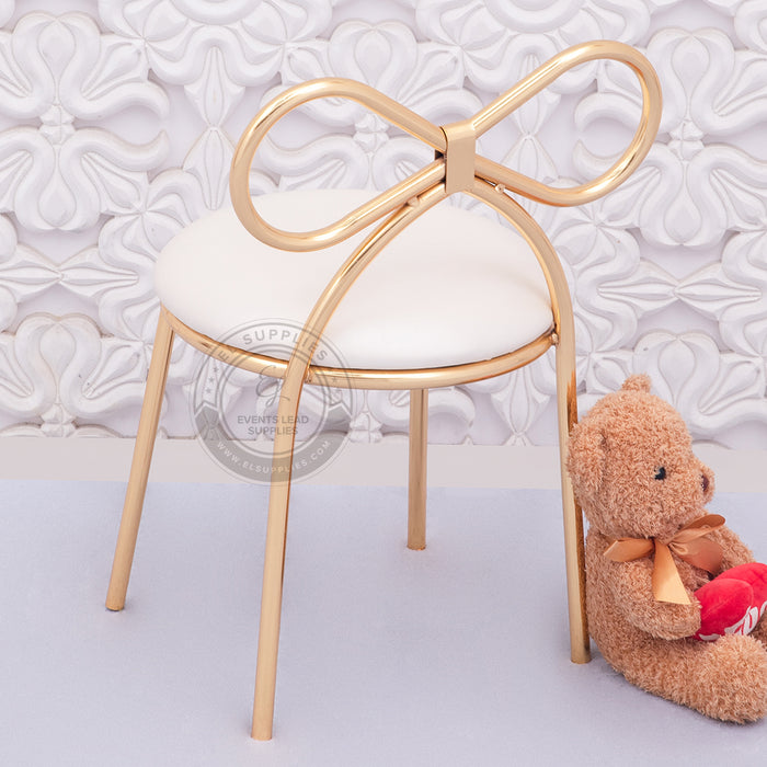 KOMBOS Ribbon Back Kids Chair - Gold with White Cushion