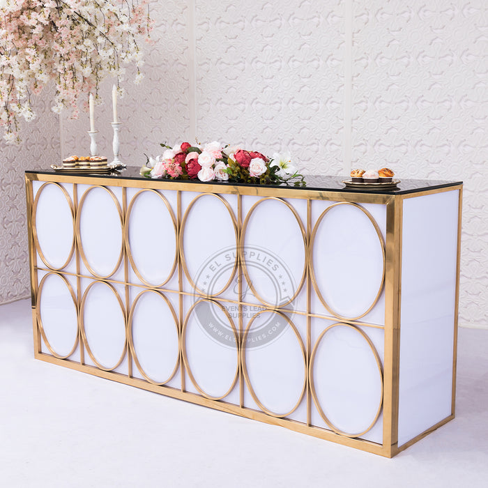 TYRONE Foldable Bar Counter with Mirror Glass and Circle Pattern