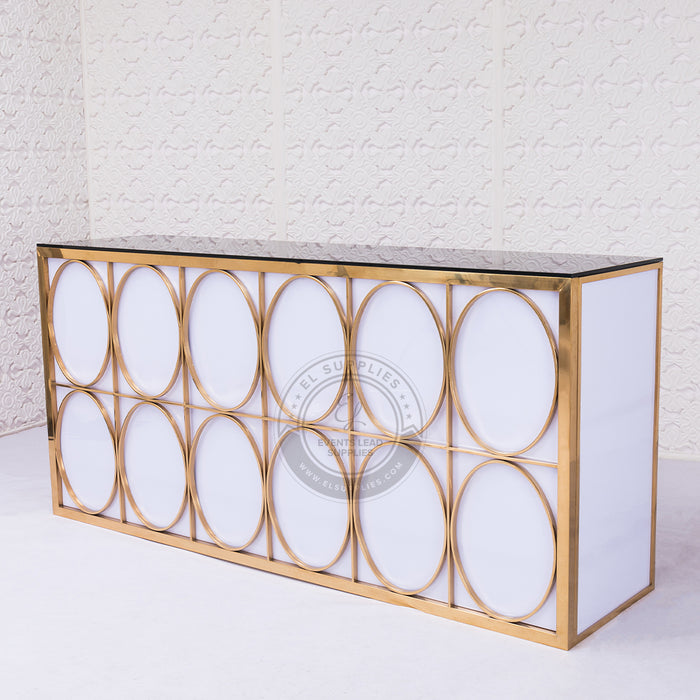 TYRONE Foldable Bar Counter with Mirror Glass and Circle Pattern