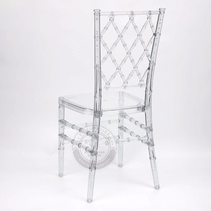 Diamond Clear Back Resin Chair with Free Cushion