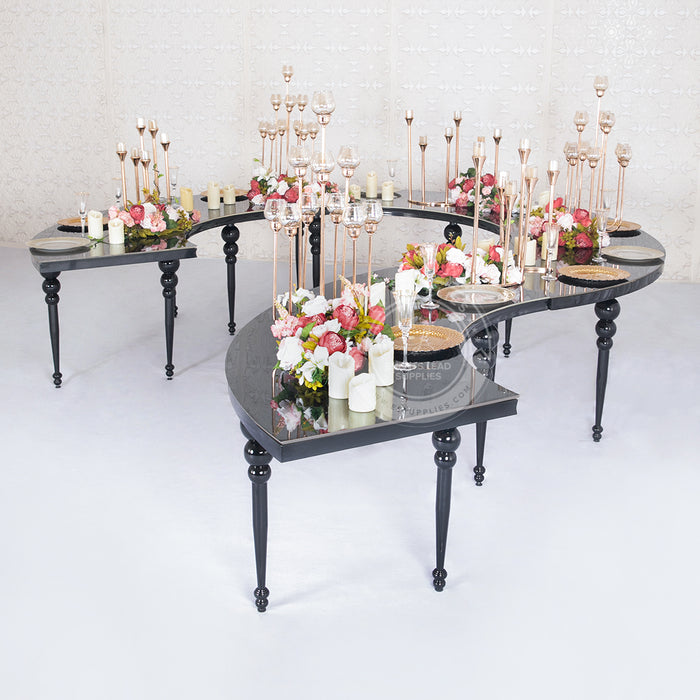 half-circle dining table for weddings or birthday party events