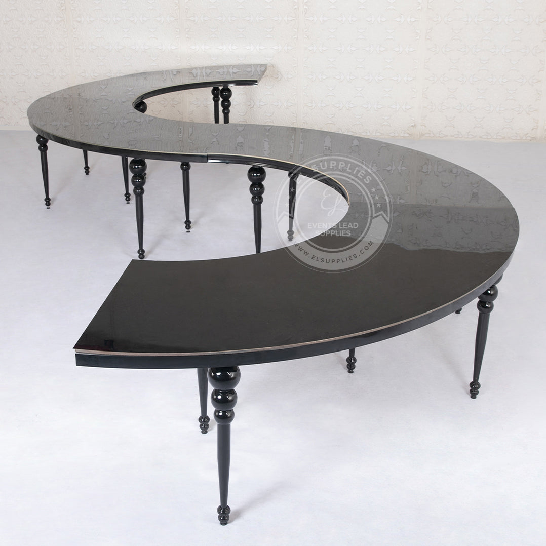 VEGA Half Circle Dining Table Full Black — EL Supplies UK