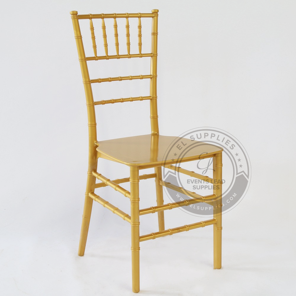 CHIAVARI Gold Resin Chair Monoframe White Fabric Cushion — EL