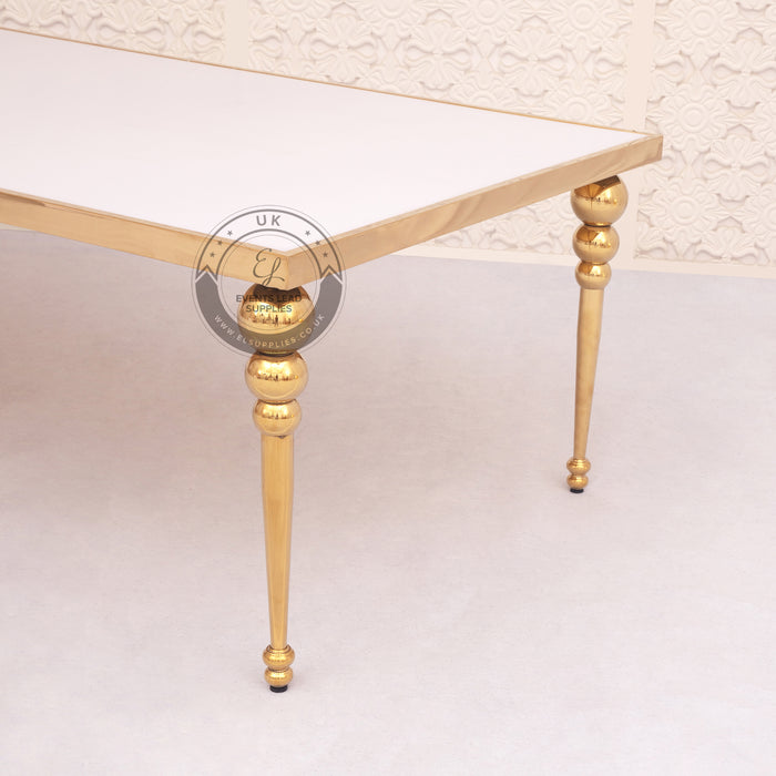 white and gold elegant dining table