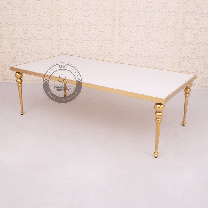white and gold modern dining table
