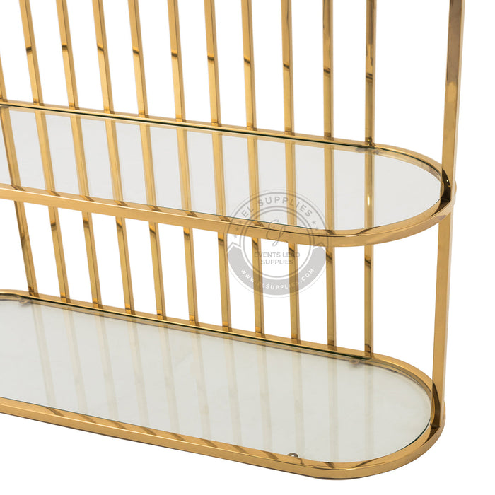 NEREUS Stainless Steel Rack Gold with Clear Glass Shelf