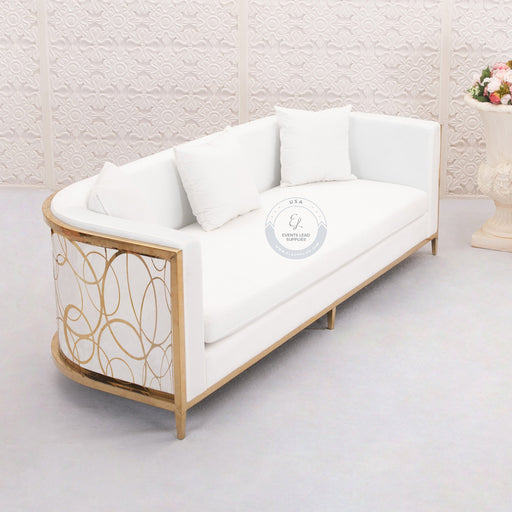 ALCMENE Sofa Gold White Velvet Three Seat EL Supplies UK